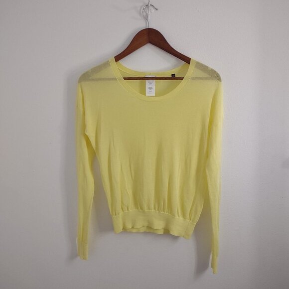 Cabi Gossamer Lightweight Yellow Crew Neck Long Sleeve‎ Women Sweater XS - Picture 1 of 9